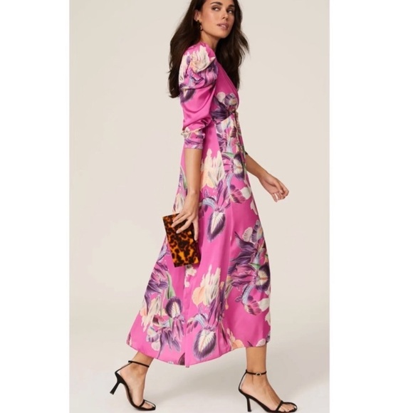 PatBO Grace Floral Puff Sleeve Midi Dress
